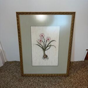 Professionally Framed Botanical Crosstitch Art Work